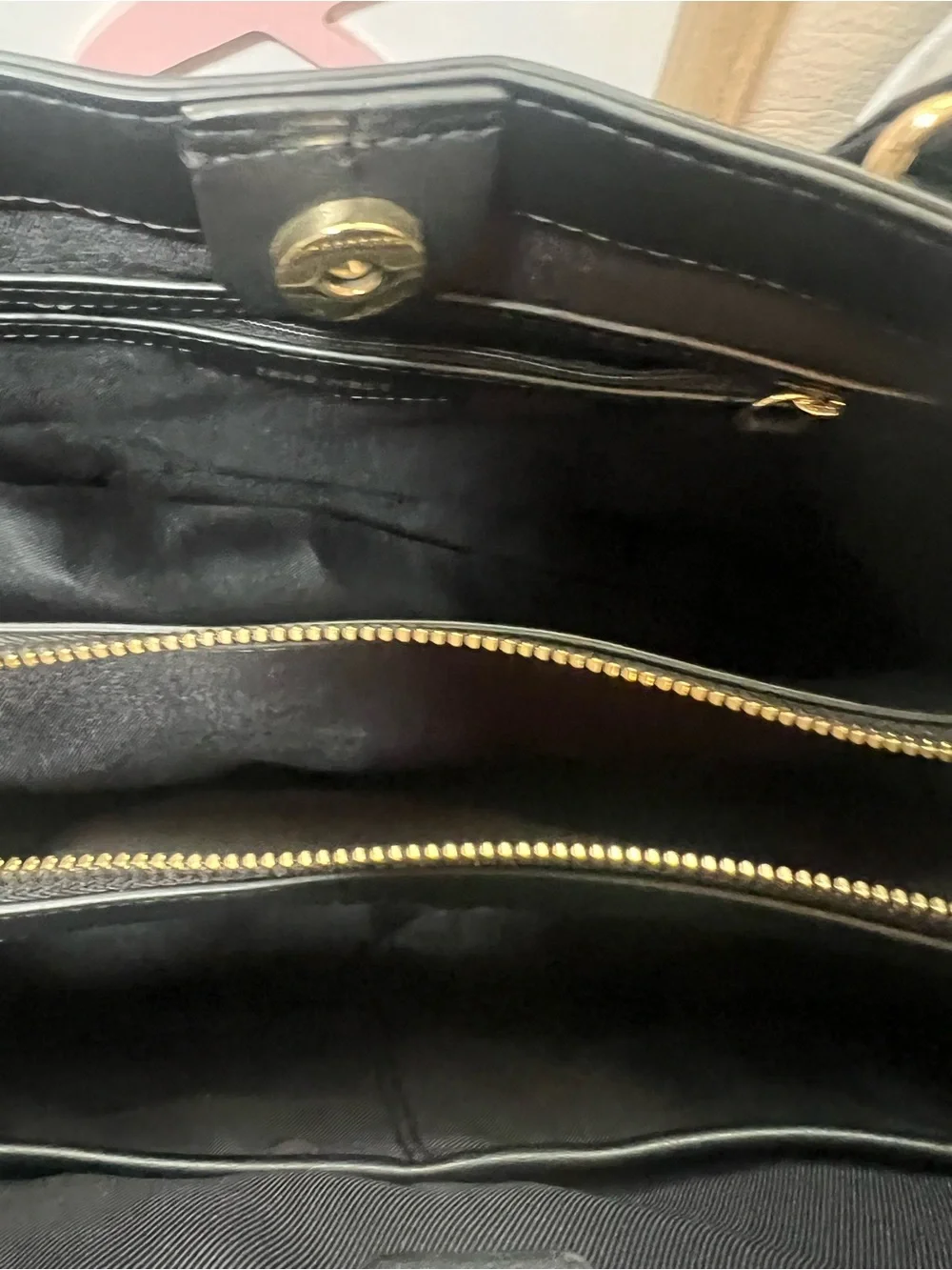 Nine West Brown Patterned Satchel with Black Trim and Gold Hardware